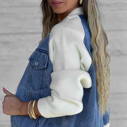 【❗Jesenski obvezni outfiti✨】🔥Kreativna ženska jeans jakna, modna, s cvetličnim potiskom