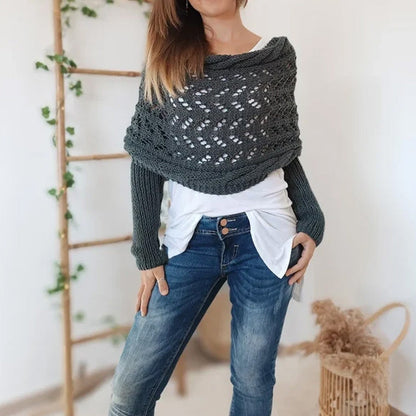 (🔥50 % popusta)🔥 Eleganten in eleganten pleten šal za ženske z rokavi