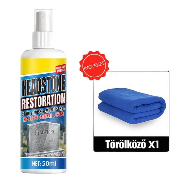 🔥🧼 Sírkő helyreállító és tisztító spray – 🌿 pH-semleges formula, eltávolítja az algákat és zuzmókat, biztonságos gránit, márvány és mészkő esetén 👼💕